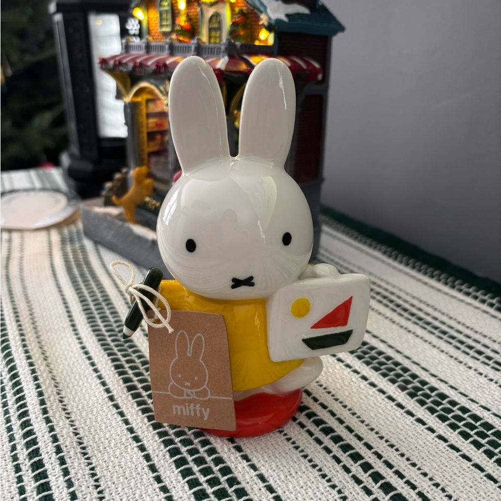 Blue Sky White and Yellow Bunny Figurine